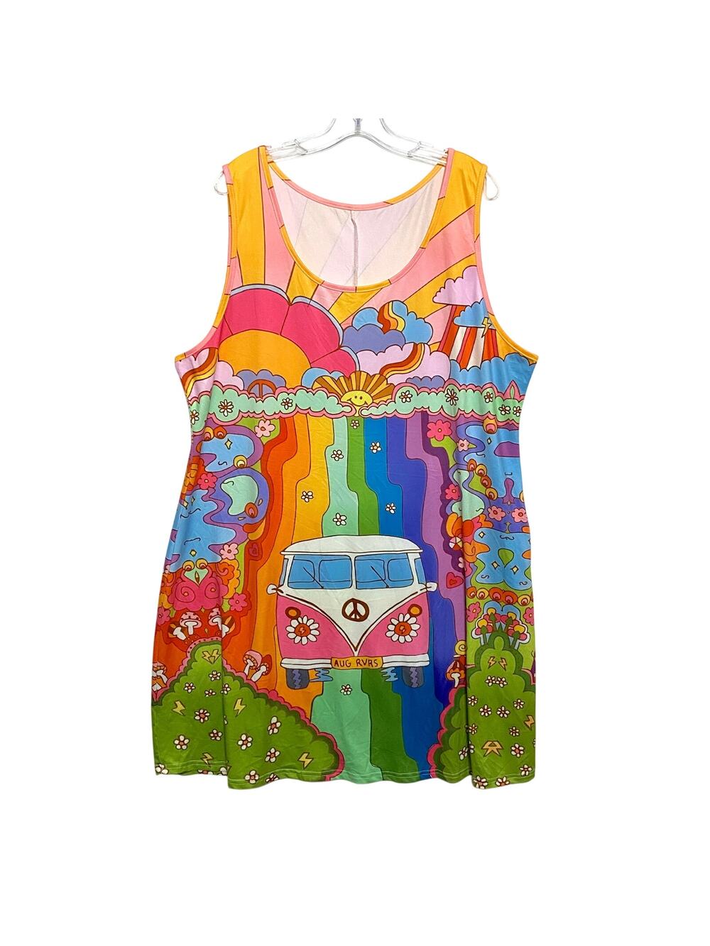 Psychedelic Hippie Sleeveless Dress Womens 4XL RV Peace Flower Power Retro Boho
